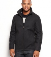 Start your day in style and comfort in this Perry Ellis jacket with a convertible collar.