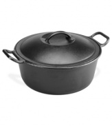 More time with the family, less time in the kitchen! Perfectly sized for large meals, this handsome dutch oven is crafted from incredibly conductive cast iron that has been pre-seasoned, so it is ready to use right out of the box.