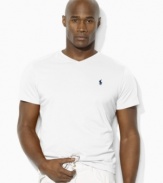 Constructed for lightweight comfort in soft combed cotton jersey, a short-sleeved V-neck T-shirt exudes iconic appeal with Ralph Lauren's signature embroidery.