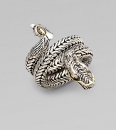 From the Naga Collection. This stylized design features a dragon coil in sleek sterling silver accented with 18k gold detailing. Sterling silver18k goldDiameter, about ½Imported 