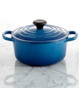 One-pot perfection! The best addition for prepping and serving dinners for one or two, this enameled cast iron oven packs your kitchen with even greater precision and performance than ever before. Perfect for side dishes, like mac & cheese or rice, this Signature piece masters slow cooking, evenly distributing and retaining heat and moving effortlessly from oven to table. Lifetime warranty.