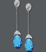 A sparkly blue infusion. Brighten your look with Kaleidoscope's dazzling blue crystal briolette drop earrings. Crafted in sterling silver with Swarovski elements. Approximate drop: 2-1/8 inches.