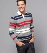 With classic sporty stripes, this rugby shirt from Tommy Hilfiger is a winning weekend look.