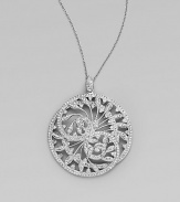 EXCLUSIVELY AT SAKS. A lyrical vine design, delineated in pavé Swarovski crystals, creates this radiant pendant, on a delicate chain. Crystals Rhodium plated Chain length, about 16 with 2 extender Pendant diameter, about 1¾ Lobster clasp Imported