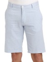 THE LOOKThin seersucker designBanded waist with belt loopsConcealed zip fly with button closureSide seam pocketsBack dartsBack welt pocketsTHE FITRise, about 10Inseam, about 11THE MATERIALCottonPartially linedCARE & ORIGINMachine washImported