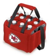 Need a cold one? Quench your thirst on the go with an NFL Teams beverage tote. Perfect for a tailgate or camping trip, this soft, insulated carrier accommodates a 12-pack of bottles or cans and bears the logo of your favorite football team.