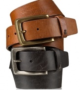 Rendered in distressed leather, this John Varvatos belt is a rugged yet luxe off-hours essential.