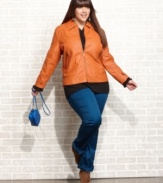 Rev up your style this season with Dollhouse's plus size faux leather motorcycle jacket!