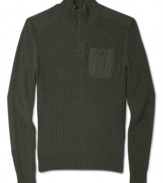 A good ribbing. Give yourself a fun edge with this mock-neck sweater from American Rag.