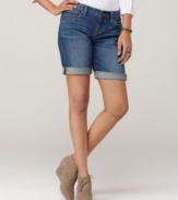 Boy-meets-girl with these Lucky Brand Jeans shorts. A longer Bermuda length and chic rolled cuff lend a laid-back look that borrows from the boys, but is made for you!