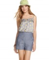 Add fun to your nautical wear with this romper from Tommy Girl that fuses denim bottoms with a sailor-sweet top!