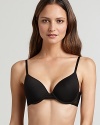 A sleek underwire bra with mesh wings and twist detail at center front.