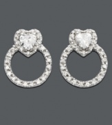 Let your love shine with sparkling studs by B. Brilliant. Crafted in sterling silver, earrings feature round-cut cubic zirconias (1 ct. t.w.) in a heart shape and loop design. Approximate diameter: 1/2 inch.