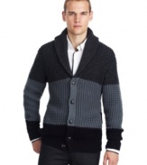 Snuggle up in style, this Kenneth Cole Reaction cardigan is handsome and warm.