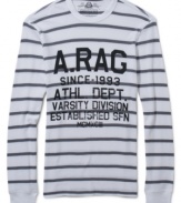 This horizontal stripe shirt from American Rag gives you great style from left to right.