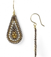 Miguel Ases gold-flecked earrings are a glamourous take on beads. Equal parts delicate and dramatic, these shapely teardrops beg for a bold lip and slinky gown.