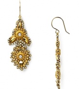 Miguel Ases' gold-flecked earrings are a glamourous take on beads. Equal parts delicate and dramatic, these shapely drops beg for a bold lip and slinky gown.