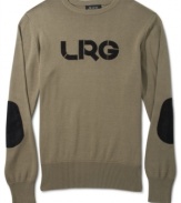 Add a bit of sophistication to your basic pullover sweater collection with this tweed elbow sweater by LRG.