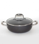 Flawless performance. Good for the stovetop or in the oven, this Anolon 11, 5-qt. covered casserole pan features a large cooking surface to brown or sear meats with ample room to add additional ingredients to complete a one-dish meal. Limited lifetime warranty.