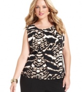 Calvin Klein's bold take on animal print dresses up this plus size shell. Pair it with suit separates for a ready-made work look.