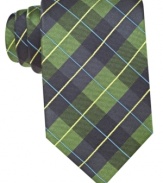 Plaid on this Geoffrey Beene silk tie adds a pick-me-up to any workday look.