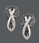 Tie up your look with chic knots to frame your face. This unique stud design by Wrapped in Love™ features round-cut black diamonds (1/6 ct. t.w.) and white diamond accents set in sterling silver. Approximate drop: 3/4 inches.