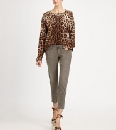 Supple silk knit, printed with a wildly exotic leopard pattern.Banded crewneckDropped shoulderLong sleevesSilkDry cleanMade in Italy of imported fabricAdditional Information Women's Premier Designer & Contemporary Size Guide 