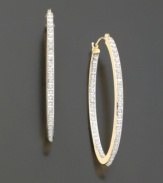 A sparkling diamond-accent design updates a classic style. Set in 14k gold. Measures 1-1/2 inches.