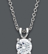 Solitary sparkle. A single, round-cut diamond (1 ct. t.w.) makes a subtle statement on this beautiful 14k white gold pendant. Approximate length: 18 inches. Approximate drop: 3/8 inch.