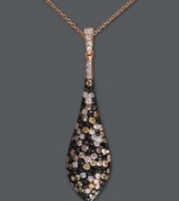 Goth glamour. EFFY Collection's stunning teardrop pendant features a gradation of sparkling, round-cut diamonds in white (1/4 ct. t.w.), champagne (1/2 ct. t.w.) and black (3/8 ct. t.w.). Set in 14k rose gold. Approximate length: 18 inches. Approximate drop: 5/8 inch.