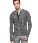 Give your classic henley an upgrade with this long-sleeved sweater from Calvin Klein.