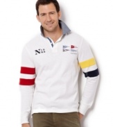 Sailing style that makes you ready for fall with this nautical-inspired rugby from Nautica.