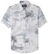 Add a little tropical flavor to your shirt collection with this printed button down from American Rag.