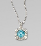 EXCLUSIVELY AT SAKS.COM. Add a little color with this pavé crystal embellished blue ceramic accented cubic zirconia doublet stone design on a link chain. CrystalsBlue ceramic accented cubic zirconiaRhodium-plated brassLength, about 16 to 18 adjustablePendant size, about ½Lobster clasp closureImported 