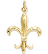 Fashion for the Francophile. This pretty Fleur de Lis charm features a solid, polished design in 14k gold. Chain not included. Approximate length: 1-1/5 inches. Approximate width: 3/5 inch.