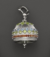 Inspired by Zen philosophy, this intricately detailed, matte sterling silver meditation bell from Paul Morelli is set with peridot, blue topaz and madeira citrine.