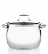 Providing plenty of room for substantial soups, stews and stocks, this beautiful bell-shaped pot, made of durable stainless steel, enhances heat and moisture circulation for perfect high-volume results. Limited lifetime warranty.