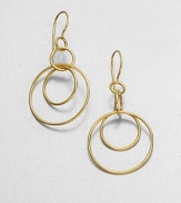 A trio of 18k yellow gold hoops turns a simple design into an elegant look. 18k yellow gold Drop, about 1¾ Ear wire Imported