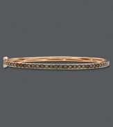 Slim, sparkly and perfect for stacking. Le Vian's stunning bangle bracelet features a seamless row of round-cut chocolate diamonds (1/2 ct. t.w.) in a rich 14k rose gold setting. Bracelet features a hinge clasp. Approximate length: 7-1/2 inches.