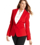 Calvin Klein's blazer will add streamlined style to your outfit with it's single-button closure and bold hue.