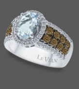 Complementary shades of blue and brown make this exquisite Le Vian ring a statement of style. Oval-cut aquamarine (1-3/8 ct. t.w.) is accented with white and chocolate brown diamonds (3/4 ct. t.w.) set in 14k white gold. Size 7.