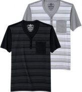 Add these striped henleys from American Rag to your summer line-up and get set to sizzle.