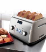 Achieving the perfect golden brown can be tricky, but with defrost, reheat and bagel buttons, along with extra wide digitally-controlled slots, the Architect toaster brings precision toasting and heating into reach. 1-year warranty. Model KMT423CS.