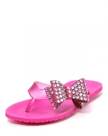 The rhinestone-studded bow brings a fun glam feel to this supercute sandal from Stuart Weitzman.