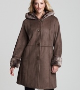 Add a plush top layer to your winter looks with this hooded faux shearling coat from Portrait.