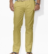 Tailored for a trim fit with a slim, tapered leg, the Officer's pant is rendered in gently faded cotton twill for well-worn style and comfort.