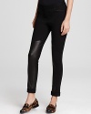 Leather gets careerist with these Rebecca Minkoff skinny-fit pants with leather insets and trimmed pockets. Rolled cuffs reveal your ankle boots.