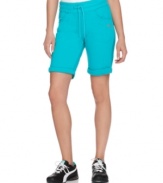 Sporty style goes to great lengths in these cool Bermuda active shorts from Puma. Off-seam pockets are a practical touch; an embroidered logo at the hip elevates the look!