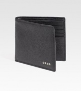 A timeless leather classic, elegantly appointed in lightly textured leather with logo accents.Two billfold compartmentsEight card slotsLeather4½W x 3¾HMade in Italy