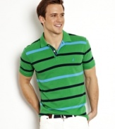 Whether you're in the office or out on the town, keep your style classic with this striped polo shirt from Nautica.